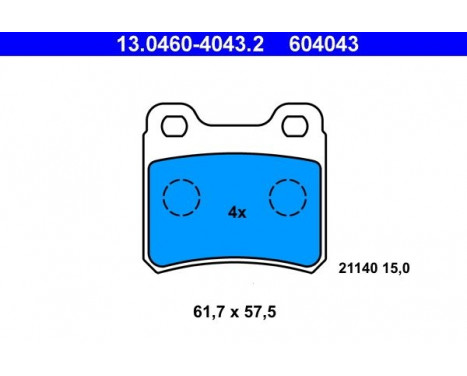 Brake Pad Set, disc brake 13.0460-4043.2 ATE, Image 2