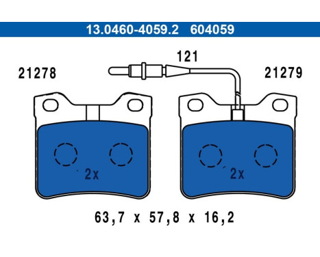 Brake Pad Set, disc brake 13.0460-4059.2 ATE, Image 2