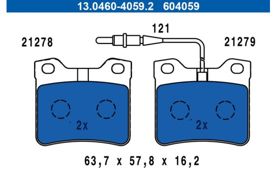 Brake Pad Set, disc brake 13.0460-4059.2 ATE, Image 2