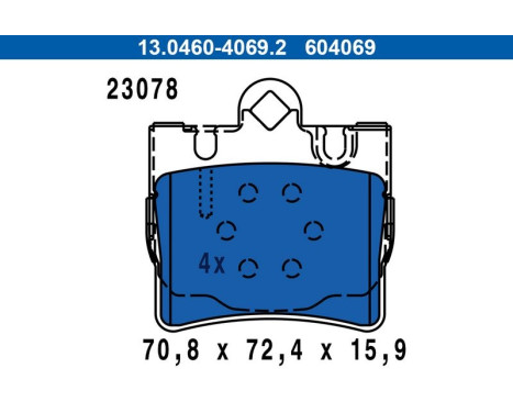 Brake Pad Set, disc brake 13.0460-4069.2 ATE, Image 3