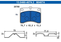 Brake pad set, disc brake 13.0460-4074.2 ATE