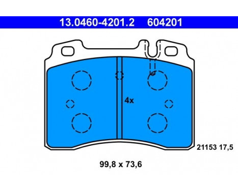 Brake Pad Set, disc brake 13.0460-4201.2 ATE, Image 2