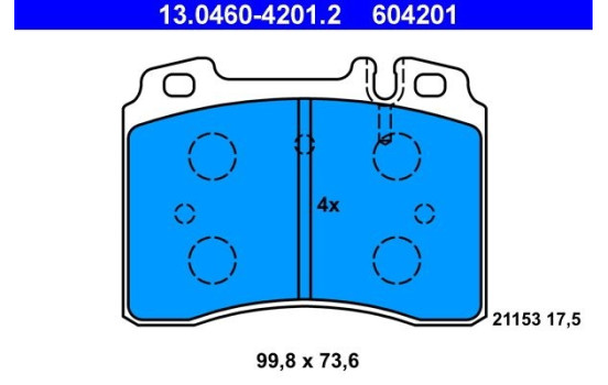 Brake Pad Set, disc brake 13.0460-4201.2 ATE, Image 2