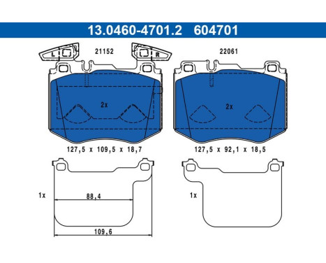 Brake pad set, disc brake 13.0460-4701.2 ATE