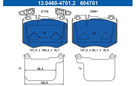 Brake pad set, disc brake 13.0460-4701.2 ATE