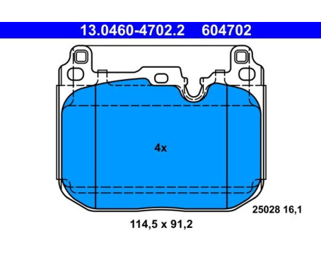 Brake pad set, disc brake 13.0460-4702.2 ATE