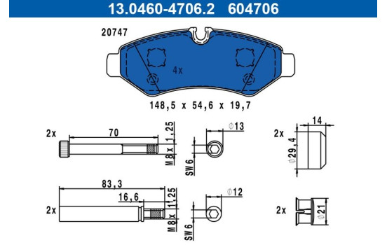 Brake pad set, disc brake 13.0460-4706.2 ATE