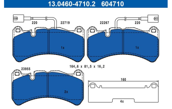 Brake pad set, disc brake 13.0460-4710.2 ATE