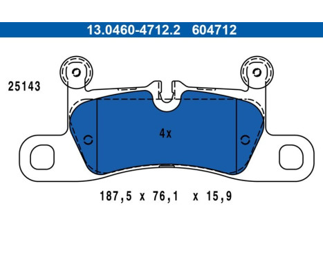 Brake pad set, disc brake 13.0460-4712.2 ATE