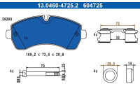 Brake pad set, disc brake 13.0460-4725.2 ATE
