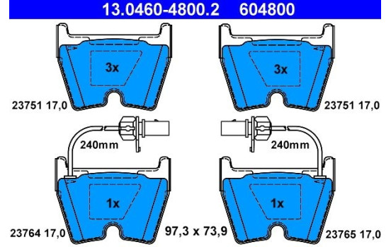 Brake Pad Set, disc brake 13.0460-4800.2 ATE, Image 2