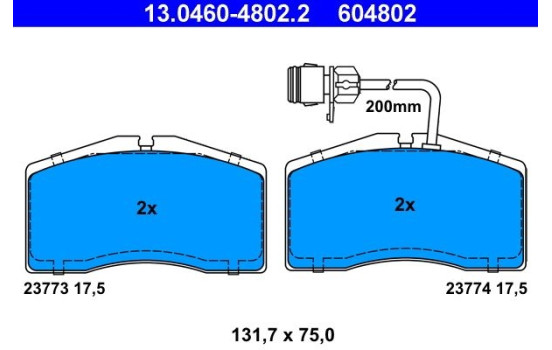 Brake Pad Set, disc brake 13.0460-4802.2 ATE