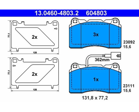 Brake Pad Set, disc brake 13.0460-4803.2 ATE, Image 2