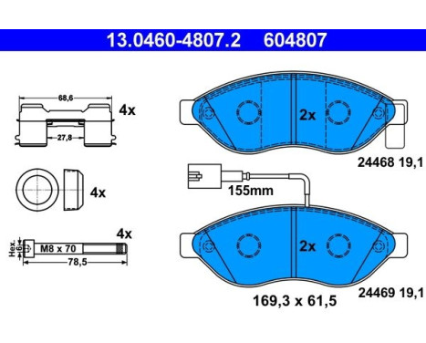 Brake Pad Set, disc brake 13.0460-4807.2 ATE, Image 2