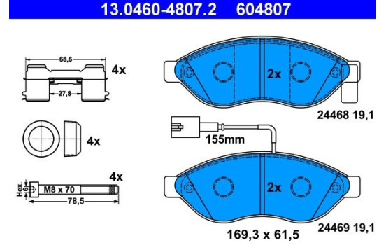 Brake Pad Set, disc brake 13.0460-4807.2 ATE, Image 2