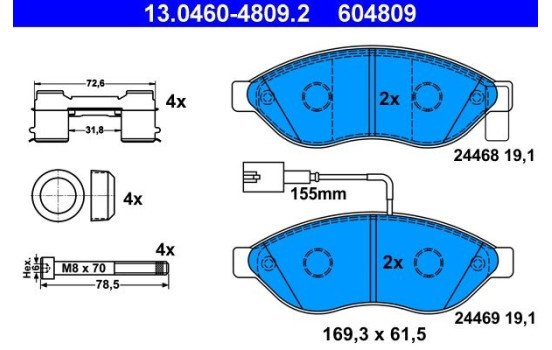 Brake Pad Set, disc brake 13.0460-4809.2 ATE, Image 2