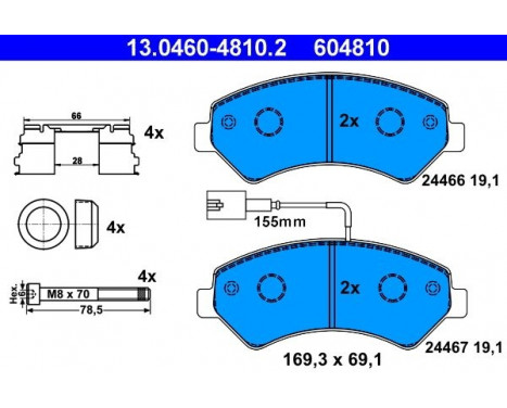 Brake Pad Set, disc brake 13.0460-4810.2 ATE, Image 2