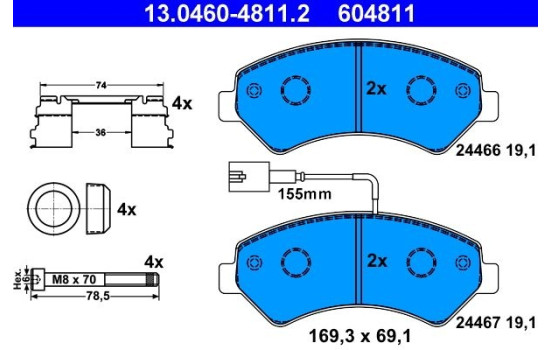 Brake Pad Set, disc brake 13.0460-4811.2 ATE, Image 2