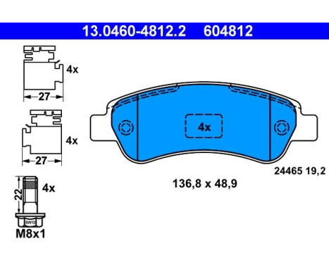 Brake Pad Set, disc brake 13.0460-4812.2 ATE, Image 2