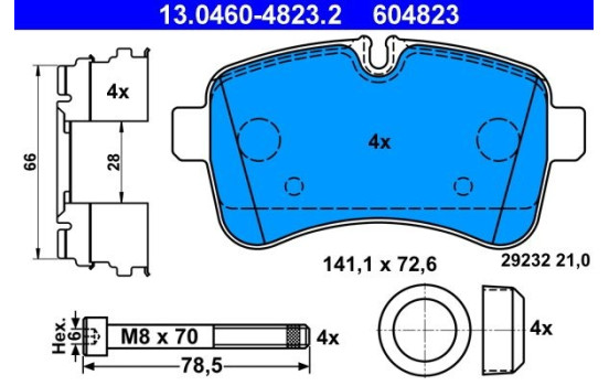 Brake Pad Set, disc brake 13.0460-4823.2 ATE, Image 2