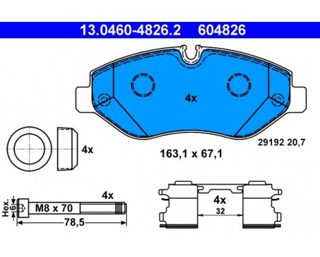 Brake Pad Set, disc brake 13.0460-4826.2 ATE, Image 2