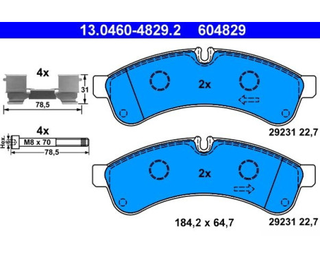 Brake Pad Set, disc brake 13.0460-4829.2 ATE