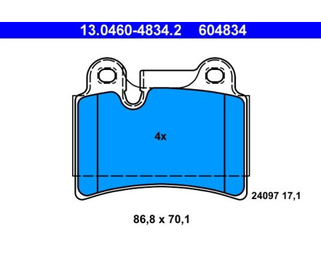 Brake Pad Set, disc brake 13.0460-4834.2 ATE, Image 2