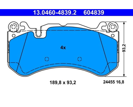 Brake Pad Set, disc brake 13.0460-4839.2 ATE