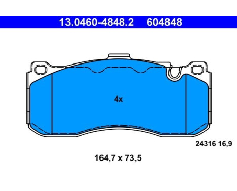 Brake Pad Set, disc brake 13.0460-4848.2 ATE, Image 2