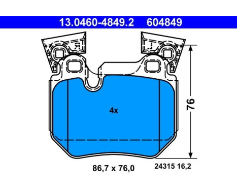 Brake Pad Set, disc brake 13.0460-4849.2 ATE, Image 2