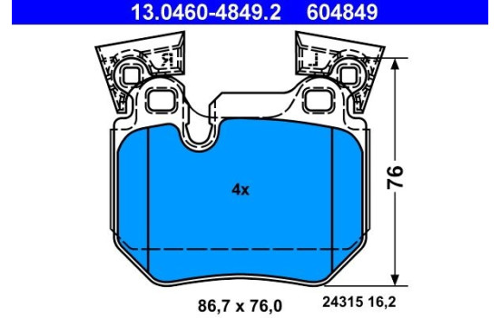 Brake Pad Set, disc brake 13.0460-4849.2 ATE, Image 2