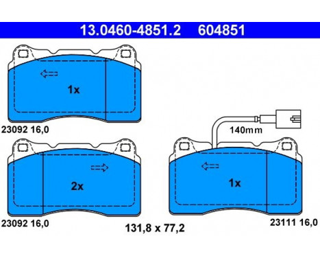 Brake Pad Set, disc brake 13.0460-4851.2 ATE, Image 2