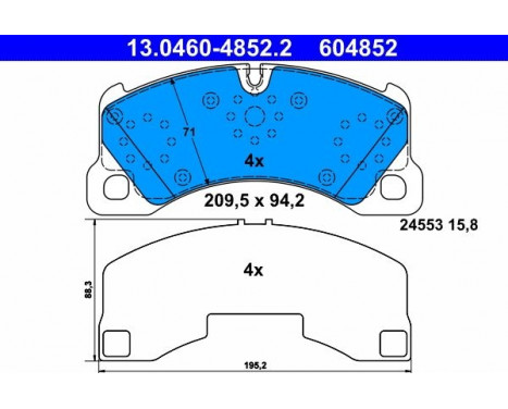 Brake Pad Set, disc brake 13.0460-4852.2 ATE, Image 2