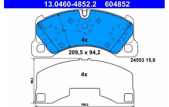 Brake Pad Set, disc brake 13.0460-4852.2 ATE, Image 2