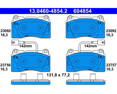 Brake Pad Set, disc brake 13.0460-4854.2 ATE, Image 2