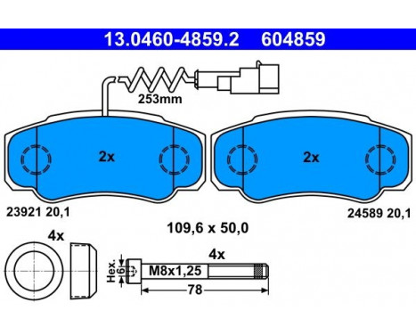 Brake Pad Set, disc brake 13.0460-4859.2 ATE, Image 2