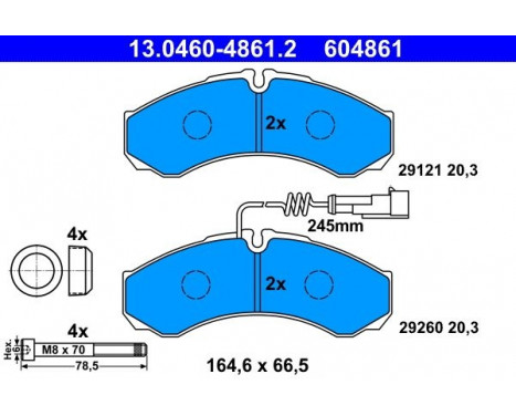 Brake Pad Set, disc brake 13.0460-4861.2 ATE