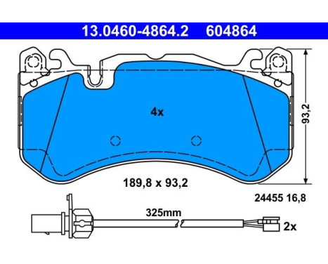 Brake Pad Set, disc brake 13.0460-4864.2 ATE, Image 2