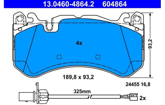 Brake Pad Set, disc brake 13.0460-4864.2 ATE, Image 2
