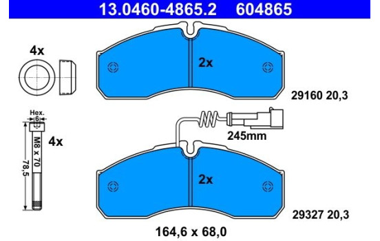 Brake Pad Set, disc brake 13.0460-4865.2 ATE