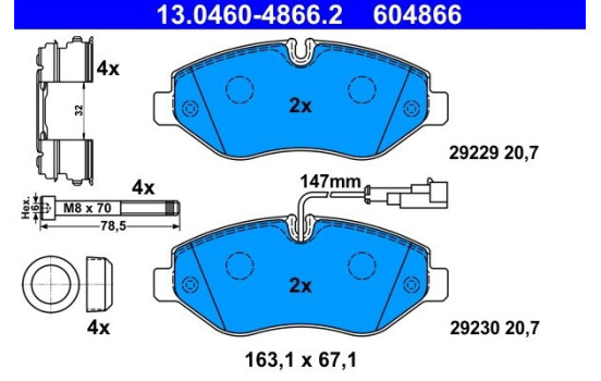 Brake Pad Set, disc brake 13.0460-4866.2 ATE, Image 2