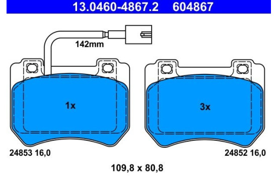 Brake Pad Set, disc brake 13.0460-4867.2 ATE