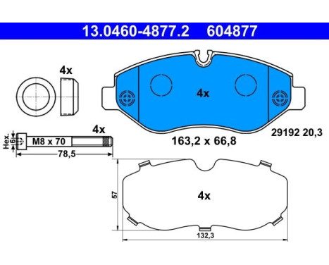 Brake Pad Set, disc brake 13.0460-4877.2 ATE