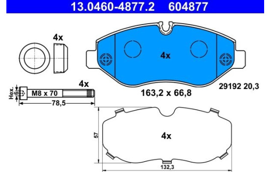 Brake Pad Set, disc brake 13.0460-4877.2 ATE
