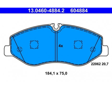 Brake Pad Set, disc brake 13.0460-4884.2 ATE, Image 2