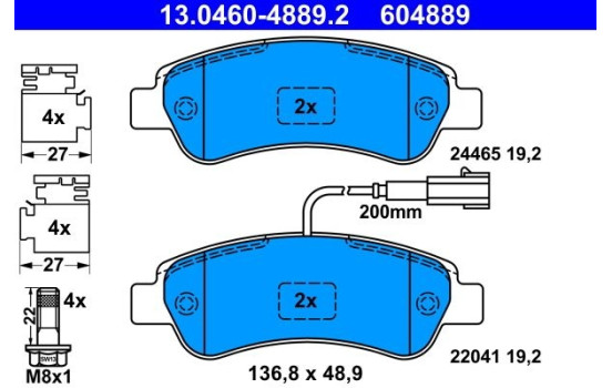 Brake Pad Set, disc brake 13.0460-4889.2 ATE, Image 2