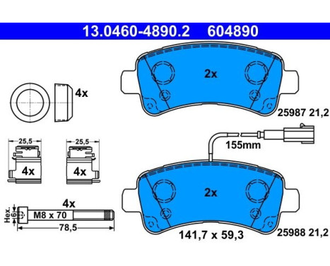 Brake Pad Set, disc brake 13.0460-4890.2 ATE, Image 2