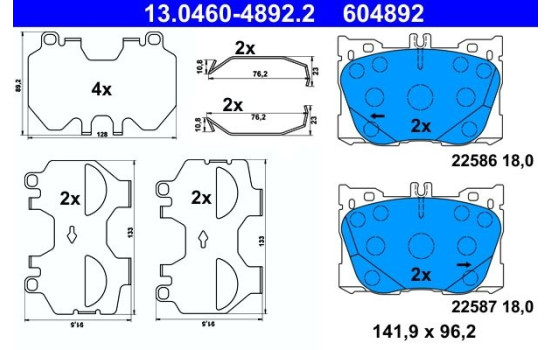 Brake Pad Set, disc brake 13.0460-4892.2 ATE