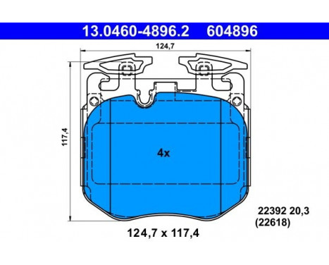Brake Pad Set, disc brake 13.0460-4896.2 ATE