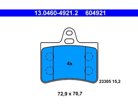 Brake Pad Set, disc brake 13.0460-4921.2 ATE, Image 2
